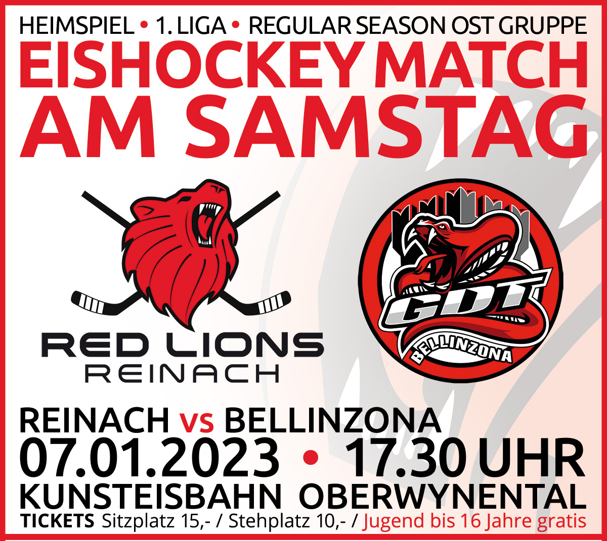 Red Lions Reinach vs GDT Bellinzona, Saison 2022/23